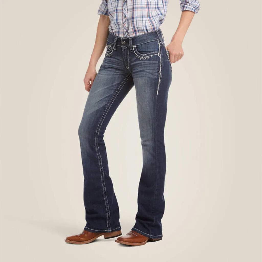 10017510 WOMENS MID RISE STRETCH ENTWINED BOOT CUT JEANS