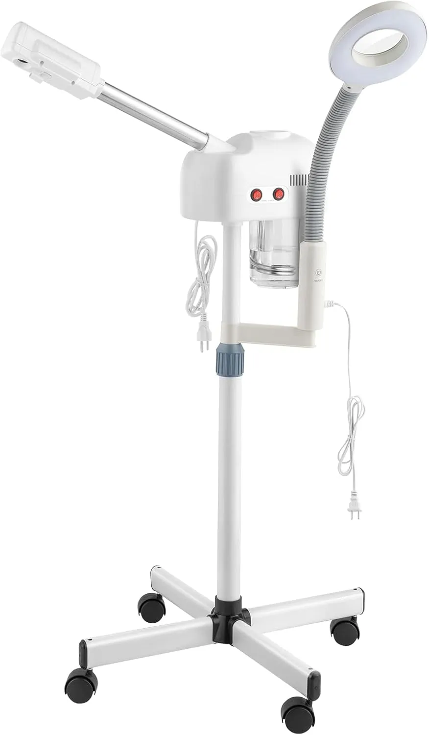 2 in 1 Facial Steamer Ionic Ozone Facial Steamer on Wheels with 3X Magnifying Lamp Hot Mist Function for Salon Spa Home Beauty Equipment