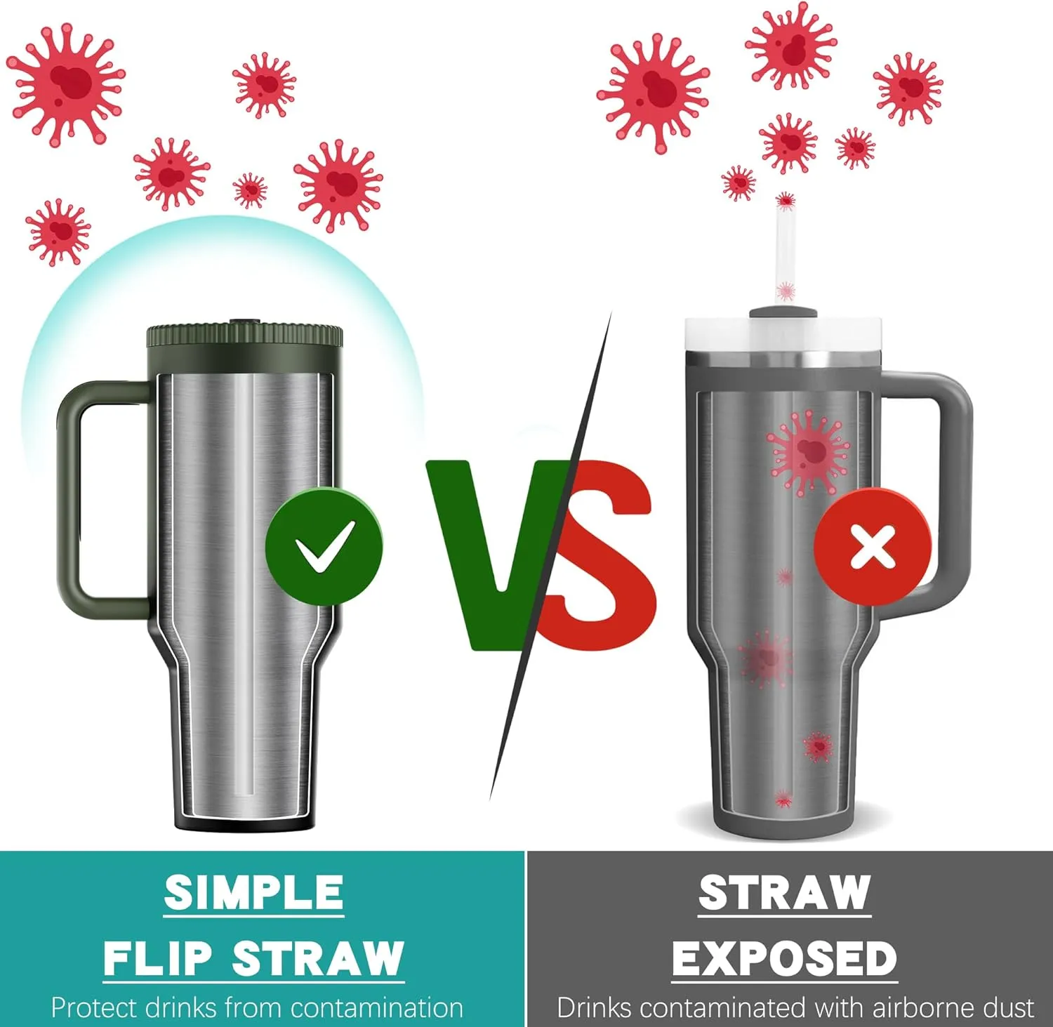 40 oz Tumbler with Handle and Flip Straw Lid - Upgraded Traveler 40oz Tumblers with Lids Straws Vacuum Insulated Leak Proof Stainless Steel Cup Mug Gifts for Men Women Him Her (Black Forest)
