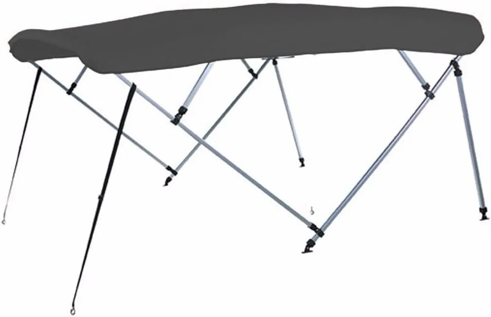 7.6 oz Charcoal Grey 4 Bow Square Tube Boat Bimini TOP with Running Light Cutout Sunshade Compatible for Tahoe Alpine Fish 1822 All Years