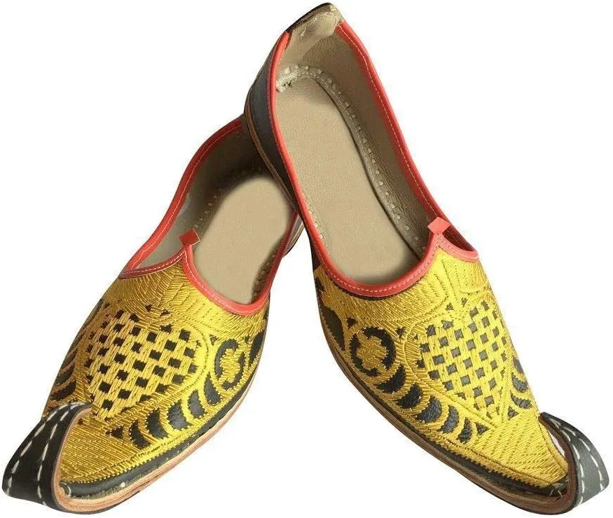 Aladdin Men Shoes Khussa Indian Handmade Leather Flip-Flops Khussa Juti