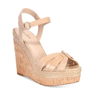 Aldo Women's Manglietia Wedge Sandals Nude Croc 6.5 M