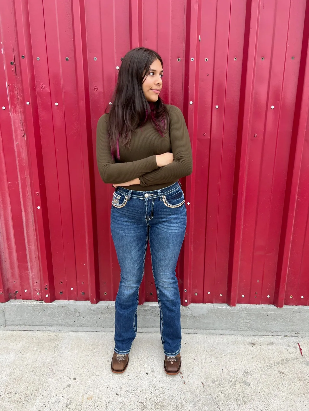 Angela Detailed Boot Cut Jeans