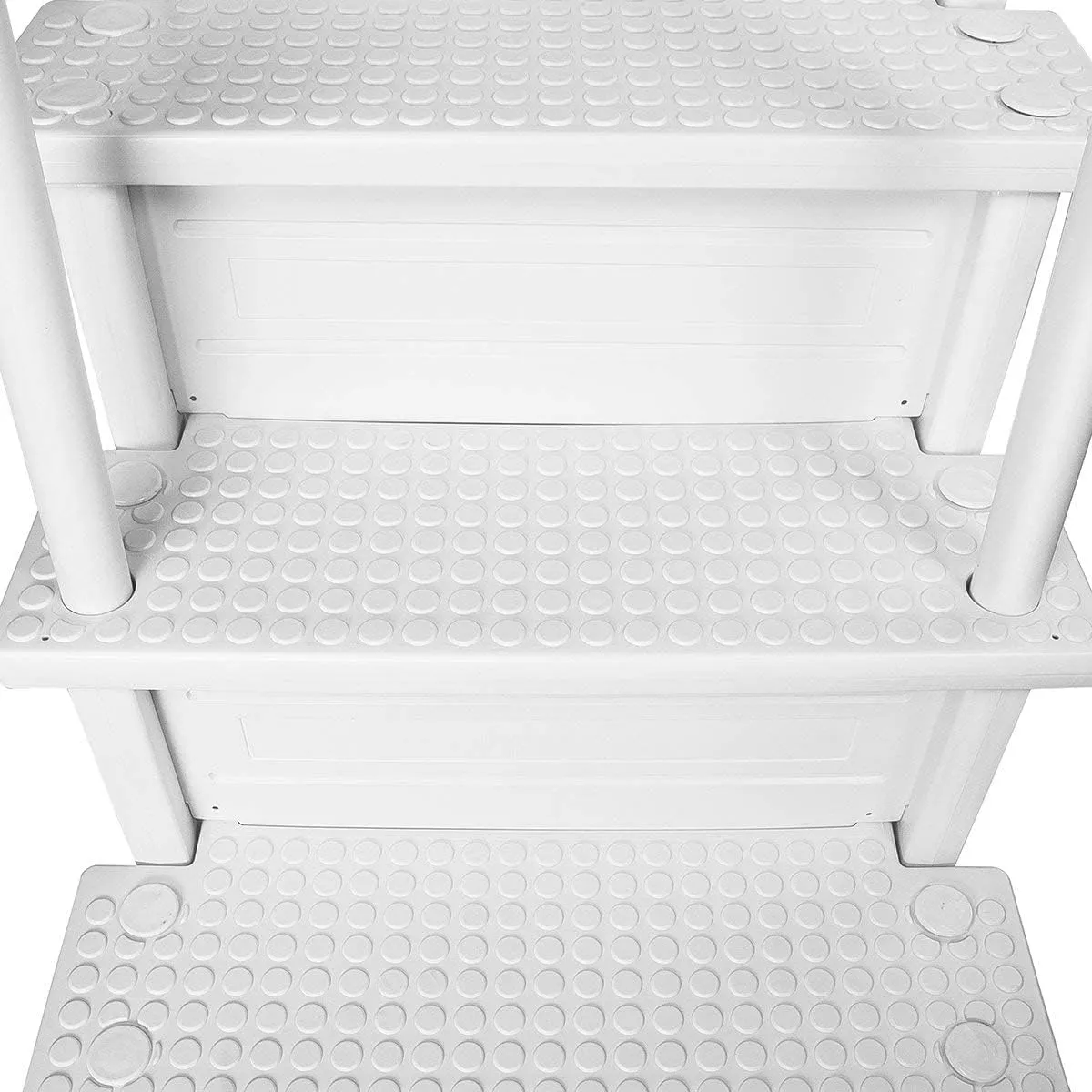 Aqua Select Anti-Slip in-Pool Steps with Outside Flip-Up Ladder | White | for Above Ground Swimming Pools | Can Mount to Decks 48" to 54" H | Safety Stairs Capacity Up to 250 lbs