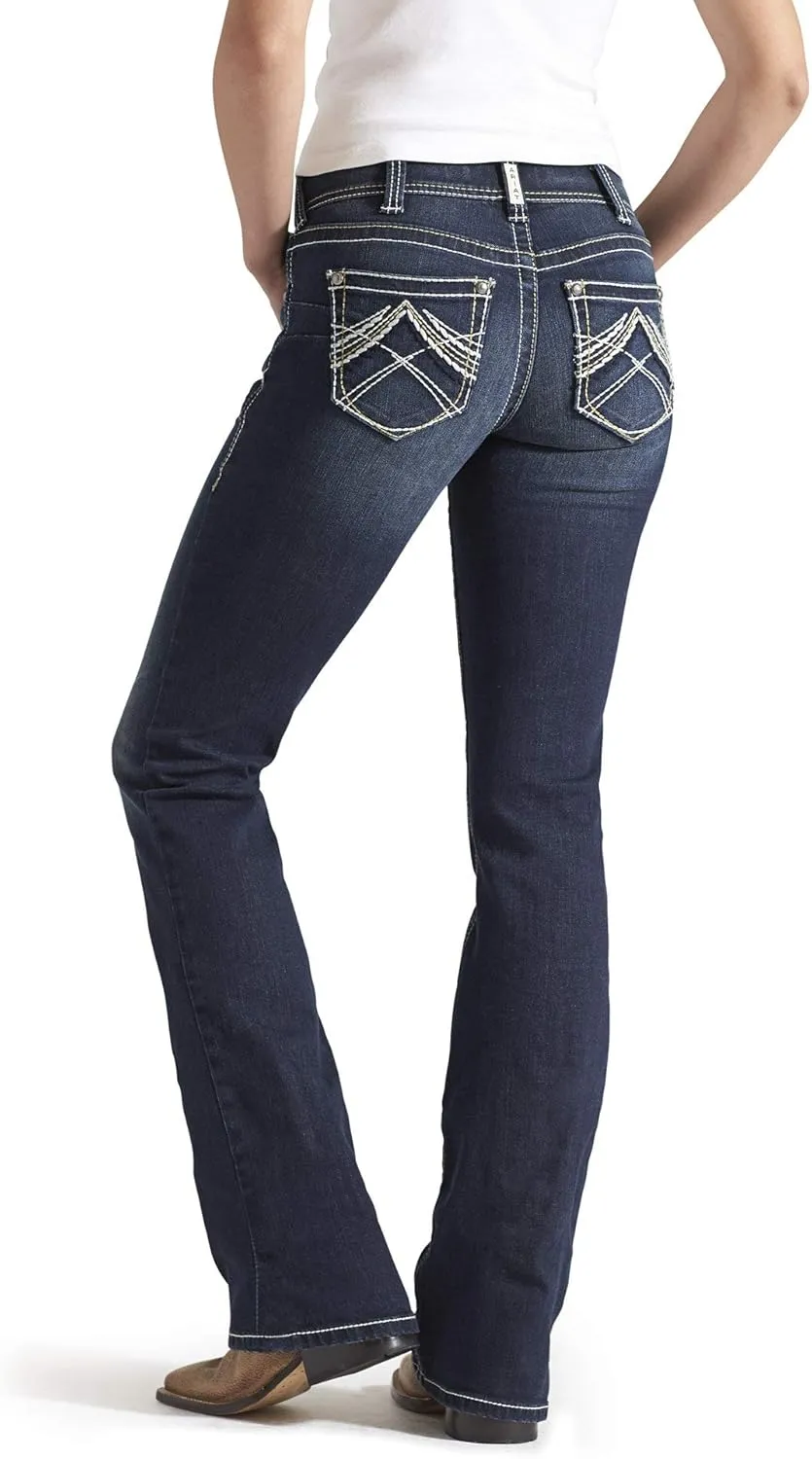 Ariat Women's R.E.A.L. Mid Rise Stretch Whipstitch Boot Cut Jean
