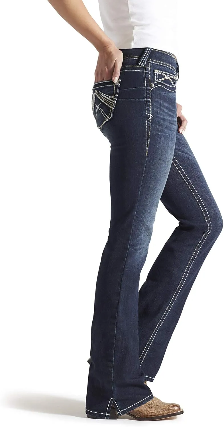 Ariat Women's R.E.A.L. Mid Rise Stretch Whipstitch Boot Cut Jean