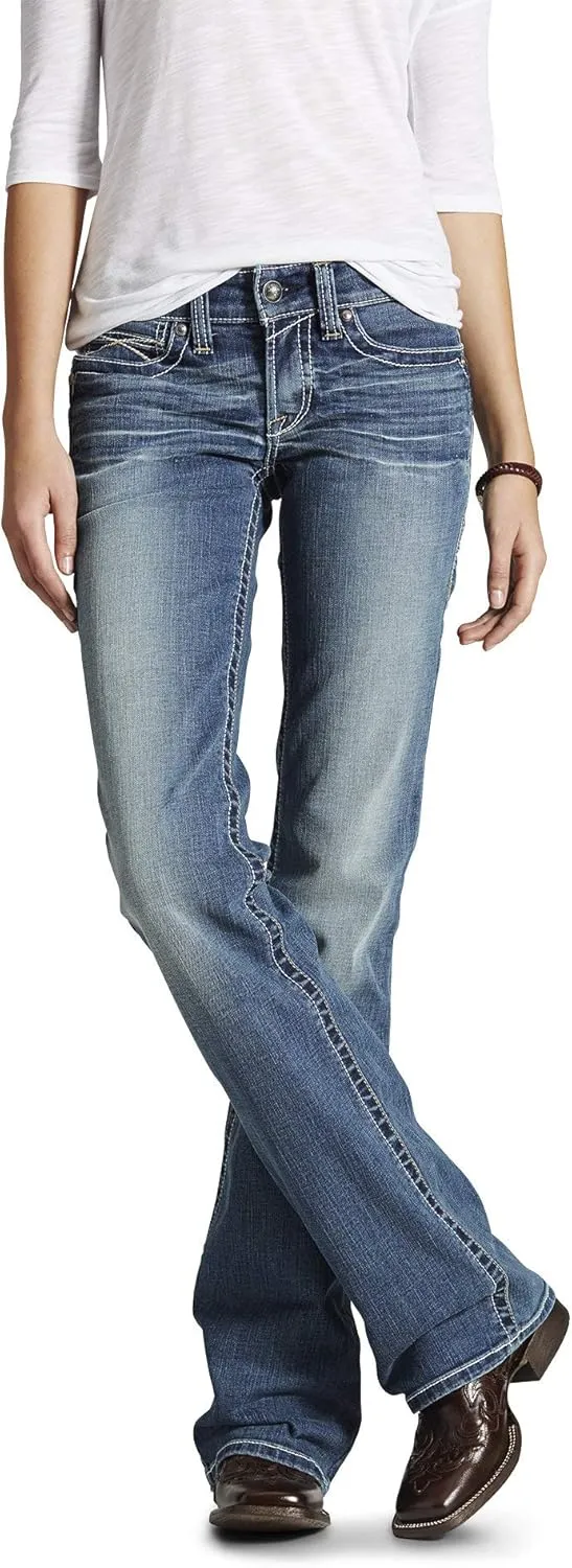Ariat Women's R.E.A.L. Mid Rise Stretch Whipstitch Boot Cut Jean