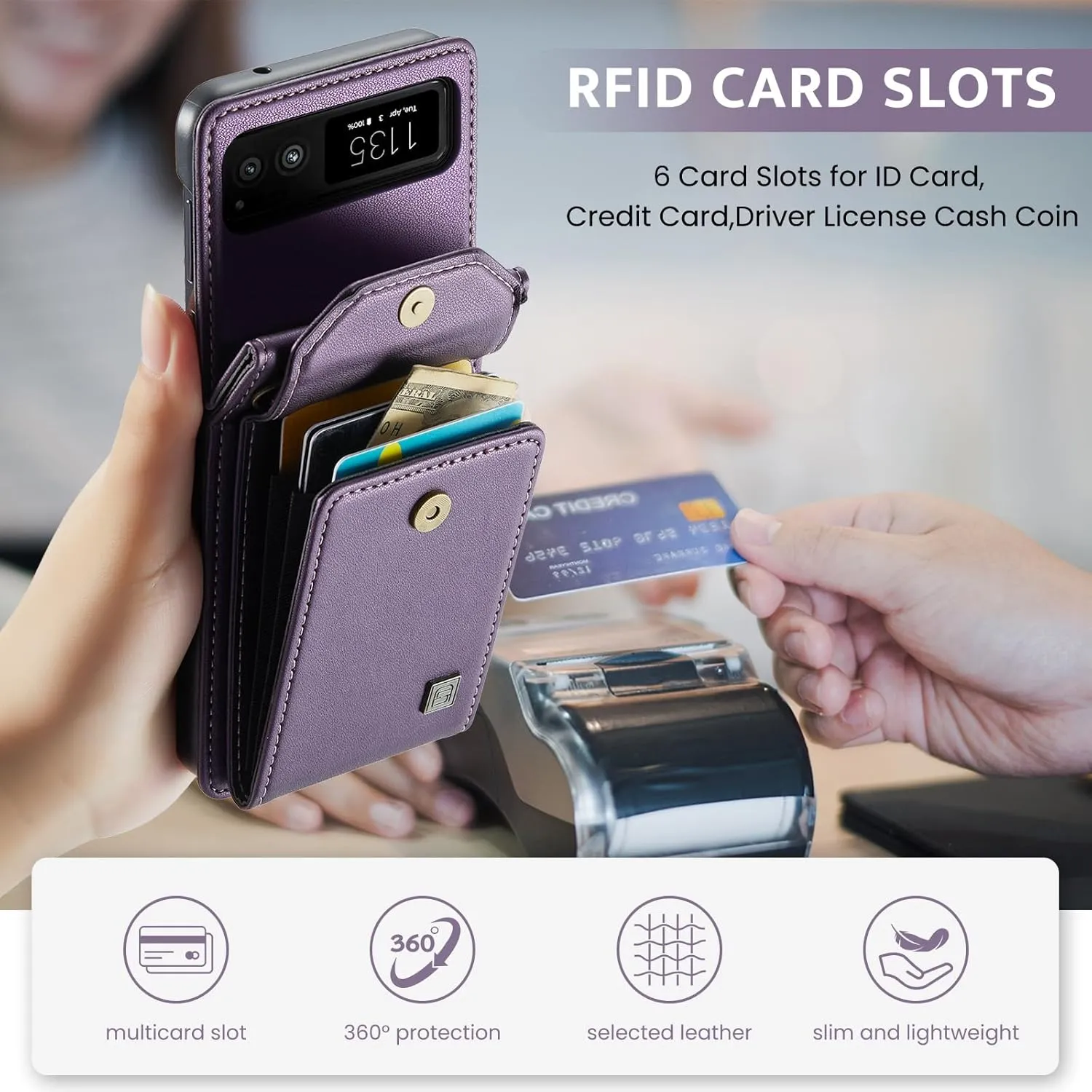 ASAPDOS Crossbody Case Compatible with Motorola Razr 2023,Retro PU Leather Strap Wristlet Flip Case with Magnetic Closure and Card Holder for Men Women Purple