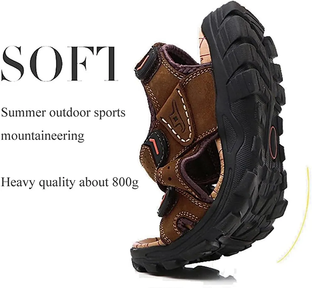 Asifn Men Athletic Open Toe Sandals Slides Outdoor Summer Leather Fisherman Beach Casual Shoes Adventures Outings Hiking