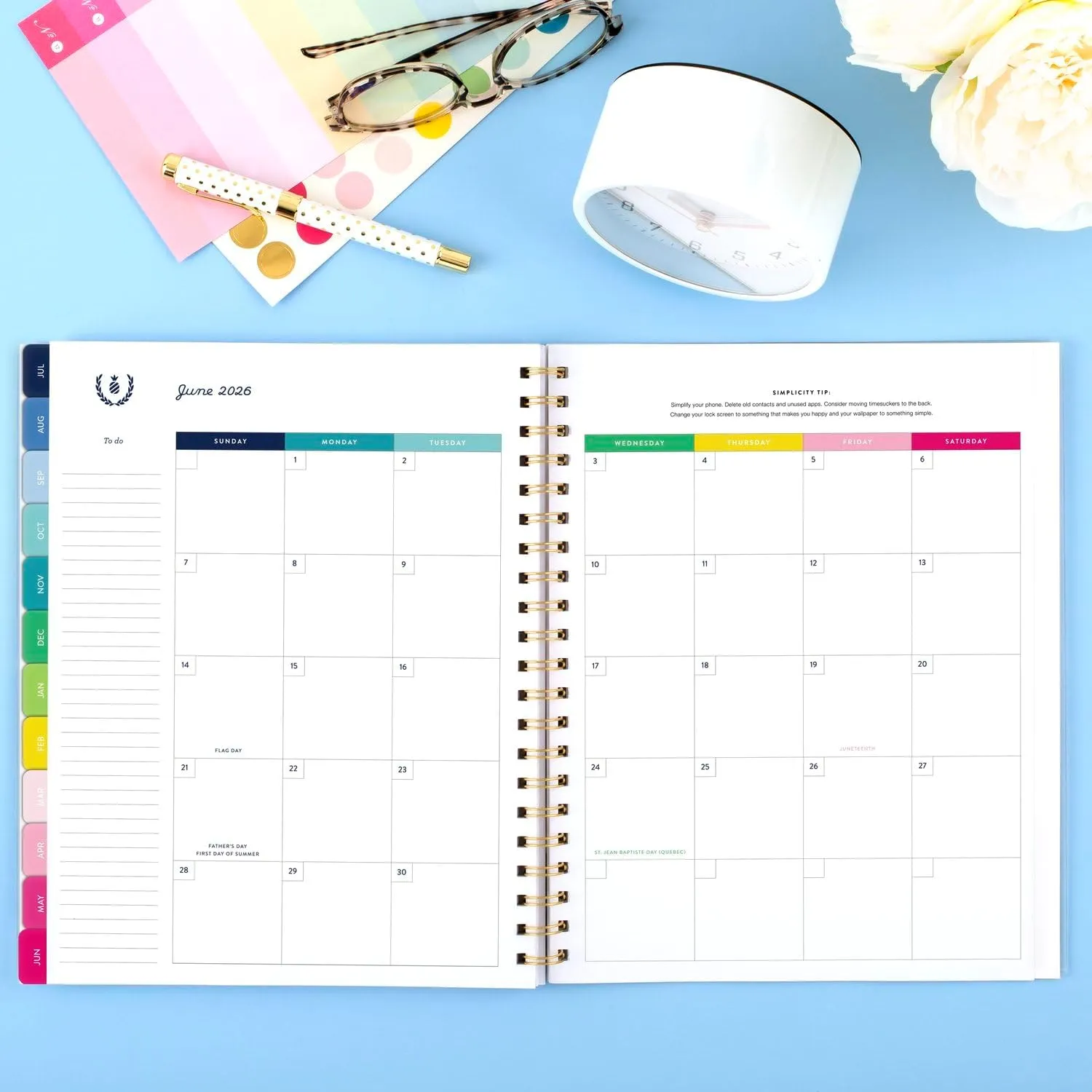 AT-A-GLANCE Planner 2025-2026 Academic, Simplified by Emily Ley, Weekly & Monthly, 8-1/2" x 11", Large, Monthly Tabs, Flexible Cover, Petite Floral (EL38-905A)