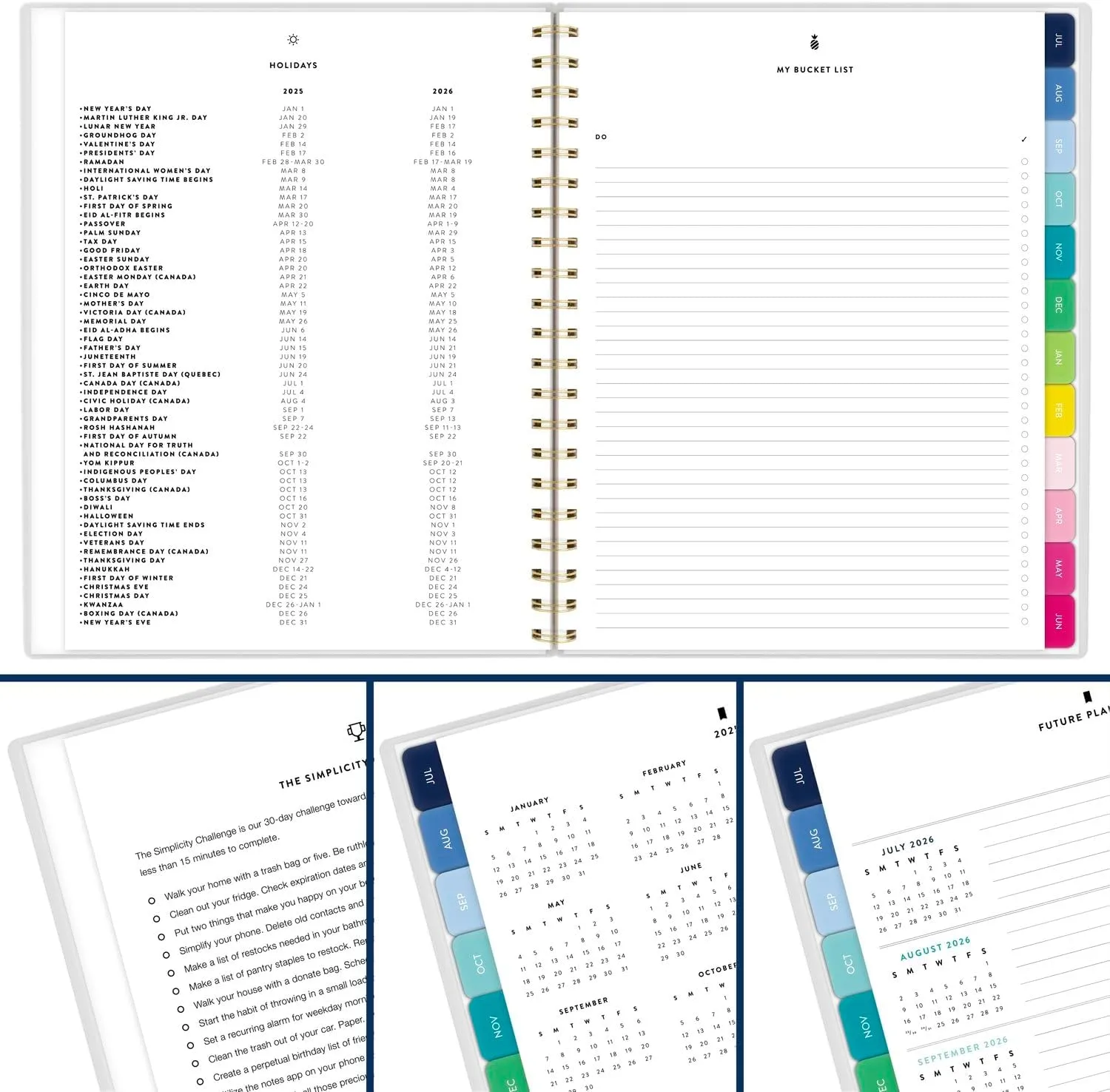 AT-A-GLANCE Planner 2025-2026 Academic, Simplified by Emily Ley, Weekly & Monthly, 8-1/2" x 11", Large, Monthly Tabs, Flexible Cover, Petite Floral (EL38-905A)