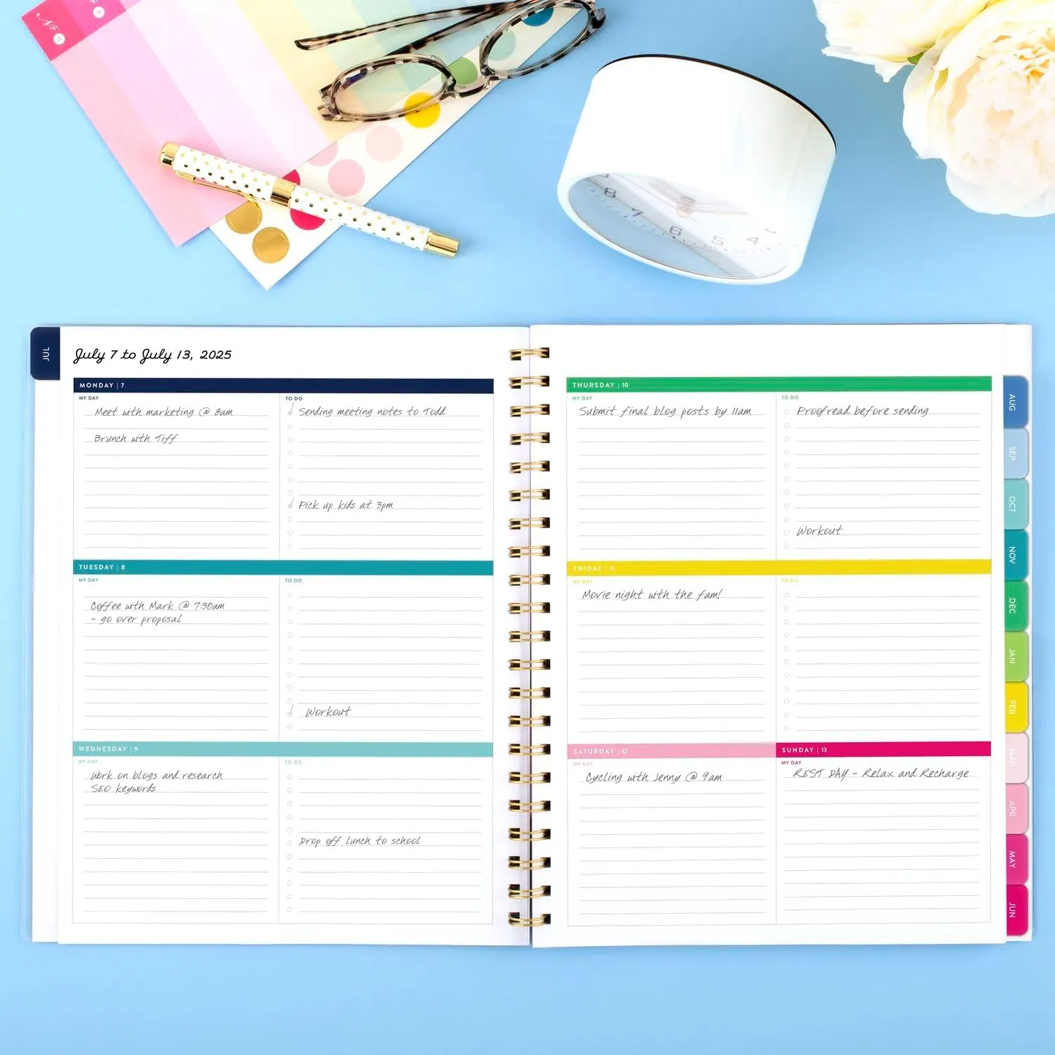 AT-A-GLANCE Planner 2025-2026 Academic, Simplified by Emily Ley, Weekly & Monthly, 8-1/2" x 11", Large, Monthly Tabs, Flexible Cover, Petite Floral (EL38-905A)