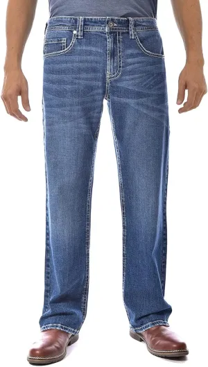 Axel Men's Slim Boot Cut Jeans - Stone Blue (Medium Wash) 34W X 32L