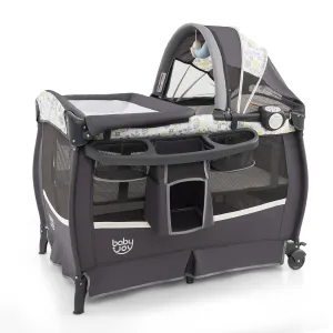 BABY JOY 4 in 1 Pack and Play, Portable Baby Playard with Bassinet & Flip-Away Changing Table, Canopy, Infant Bassinet Activity Center with Storage Basket, Oxford Bag from Newborn to Toddlers