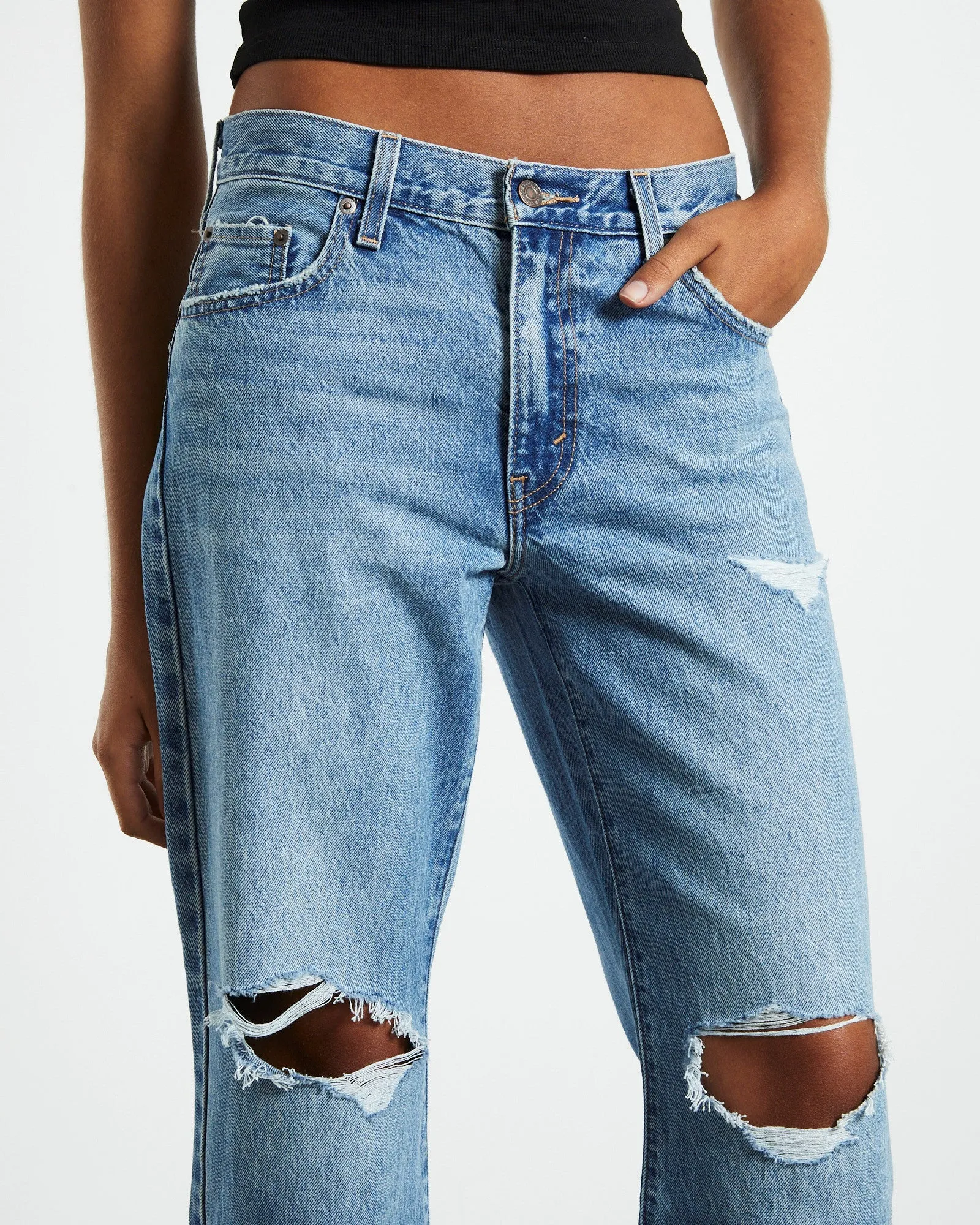 Baggy Boot - Medium Indigo Destruct