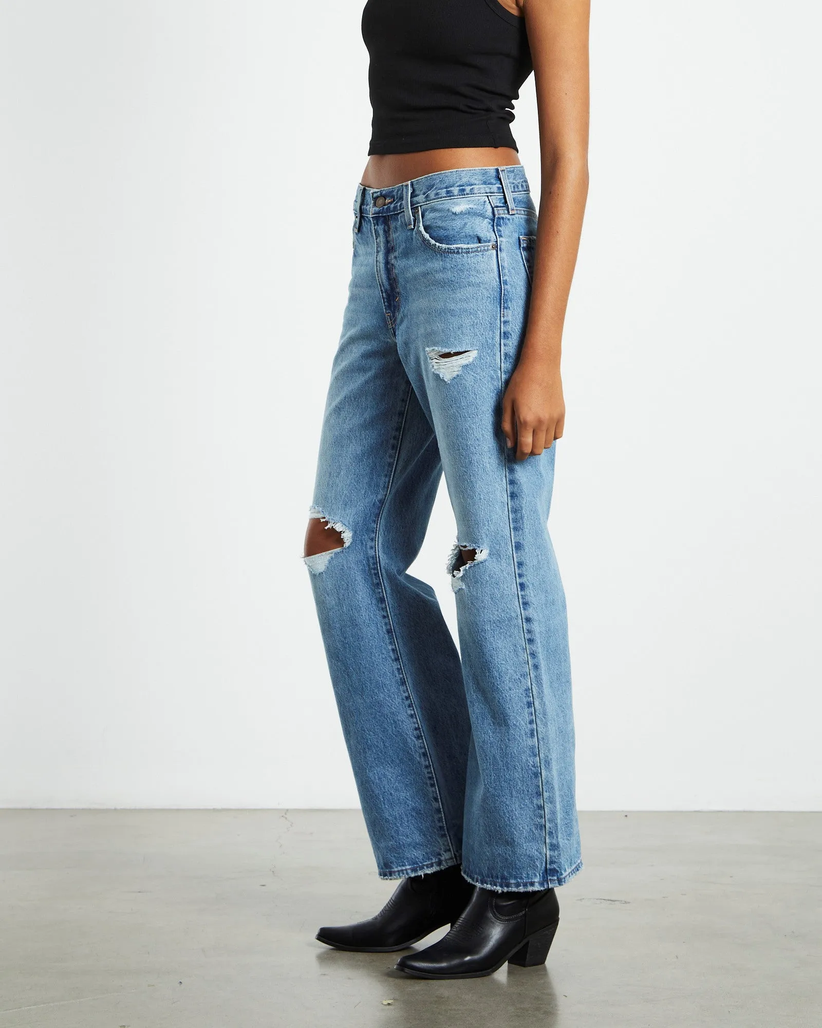 Baggy Boot - Medium Indigo Destruct