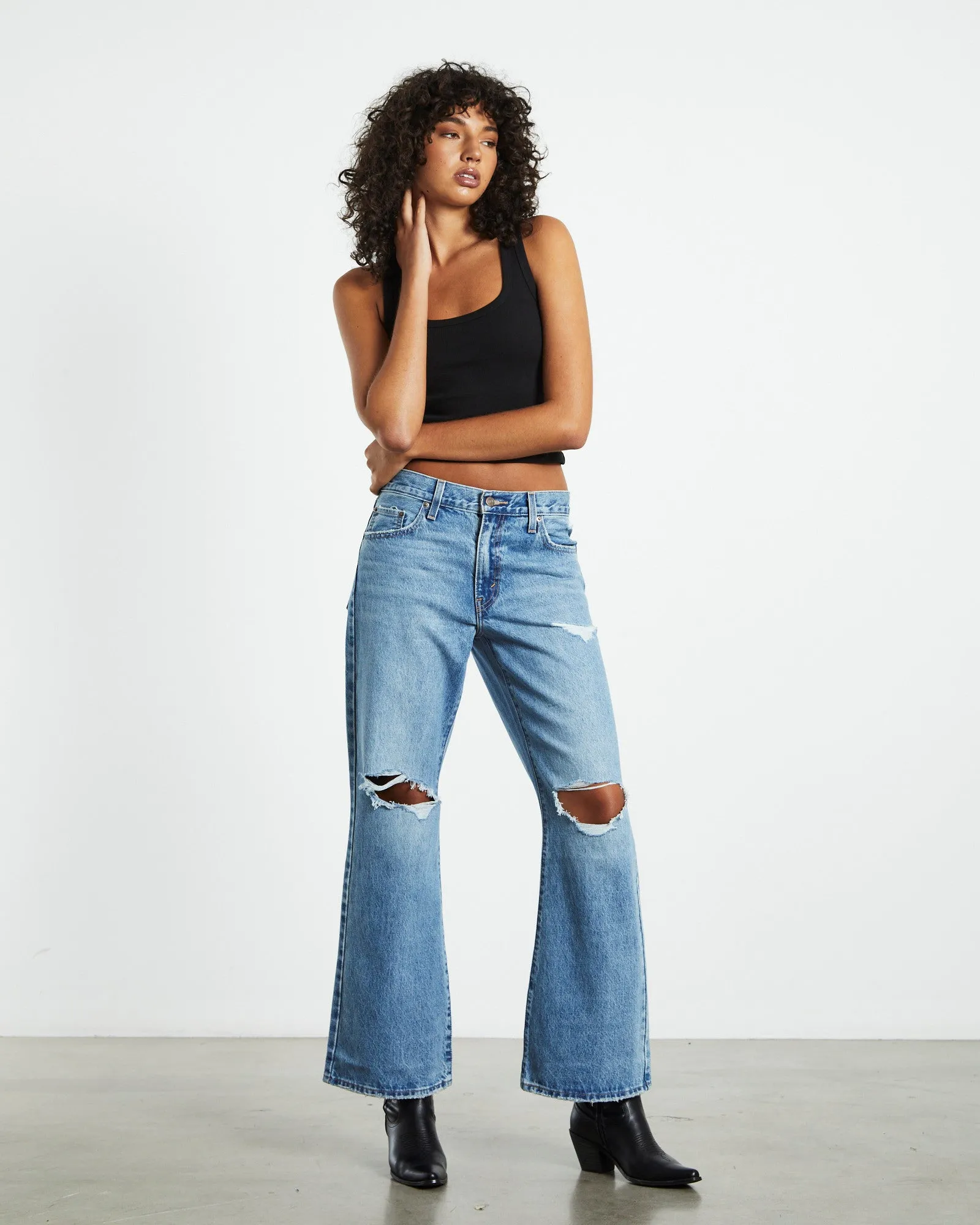 Baggy Boot - Medium Indigo Destruct