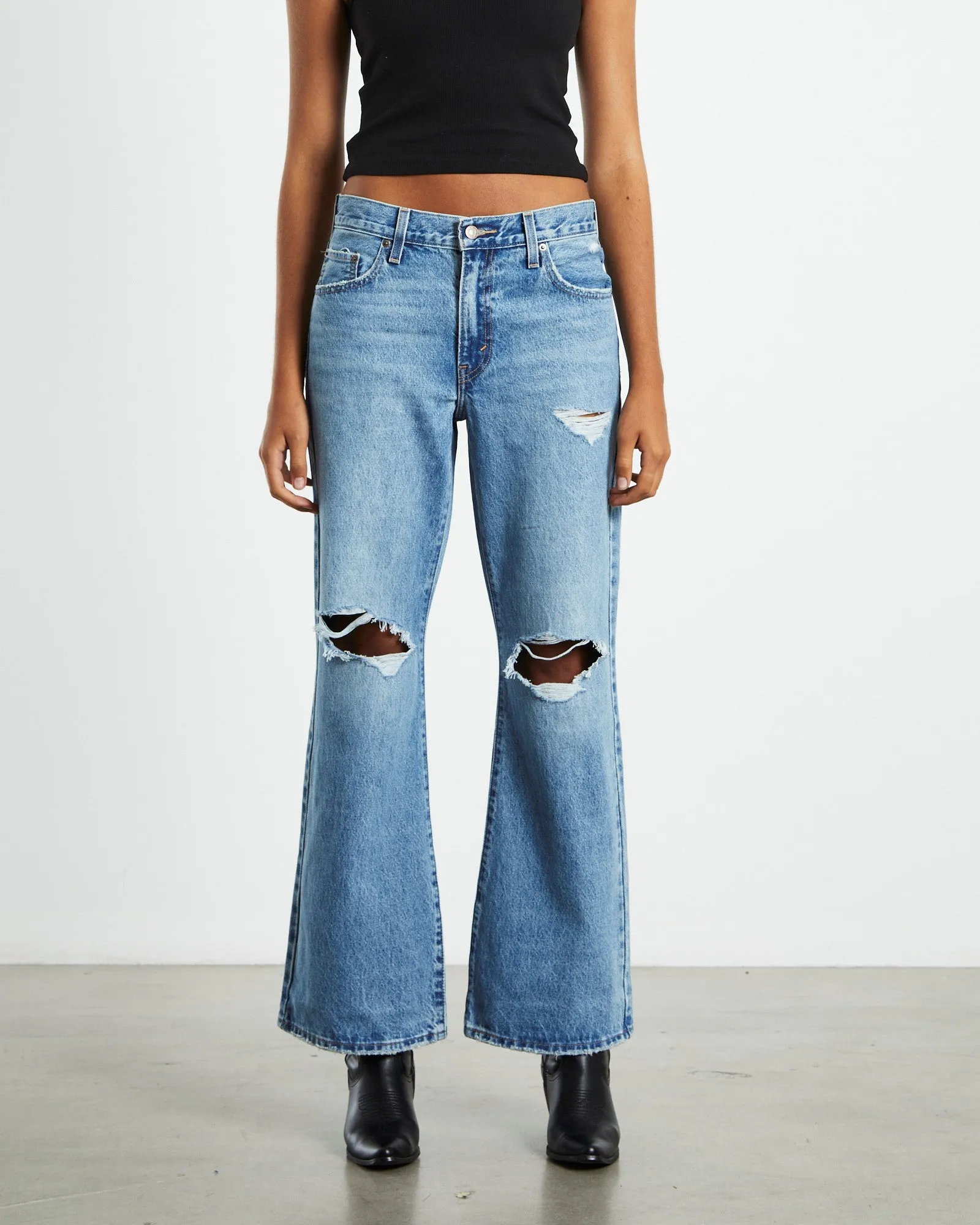 Baggy Boot - Medium Indigo Destruct