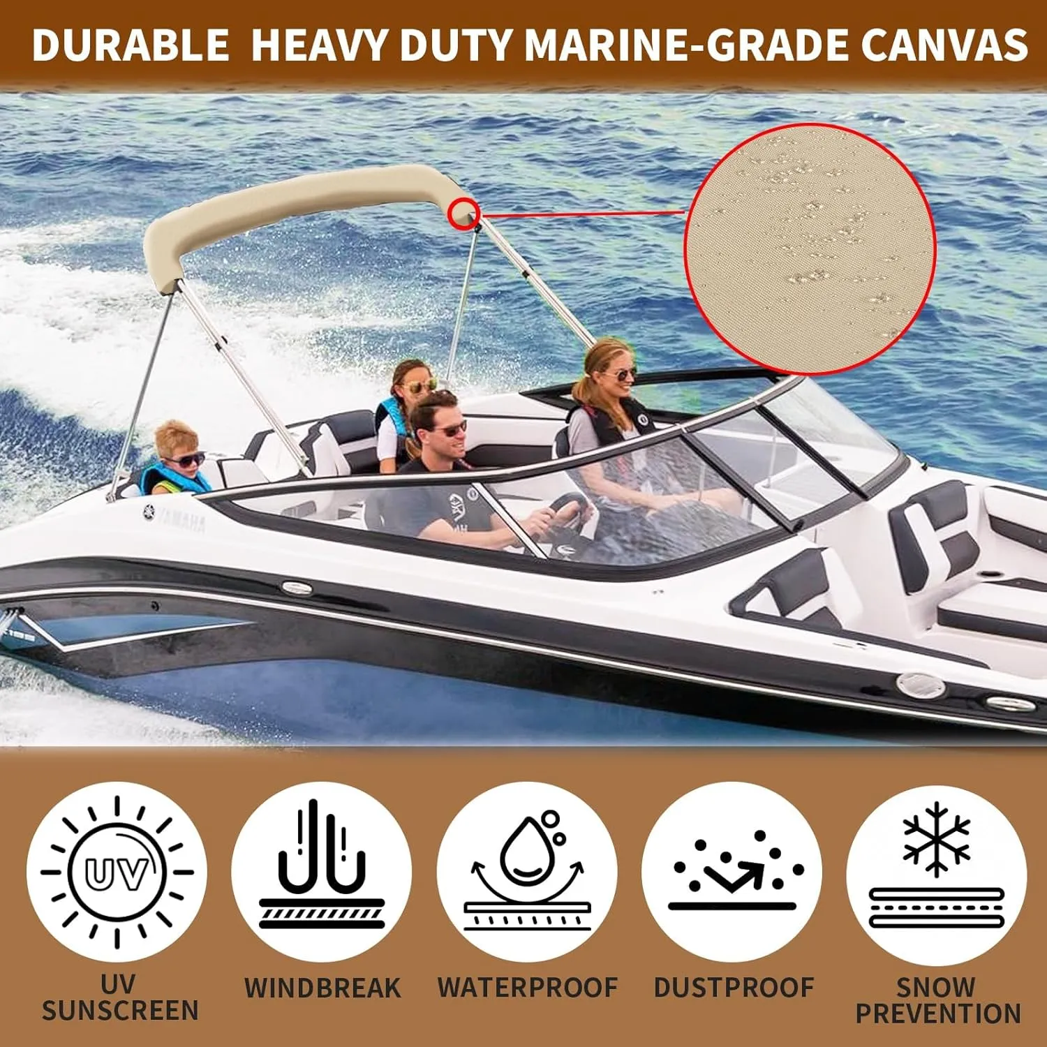 Bimini Top Storage Boot Cover, Waterproof UV Protection Bimini Top Replacement Boot, Fit Round and Square Tube