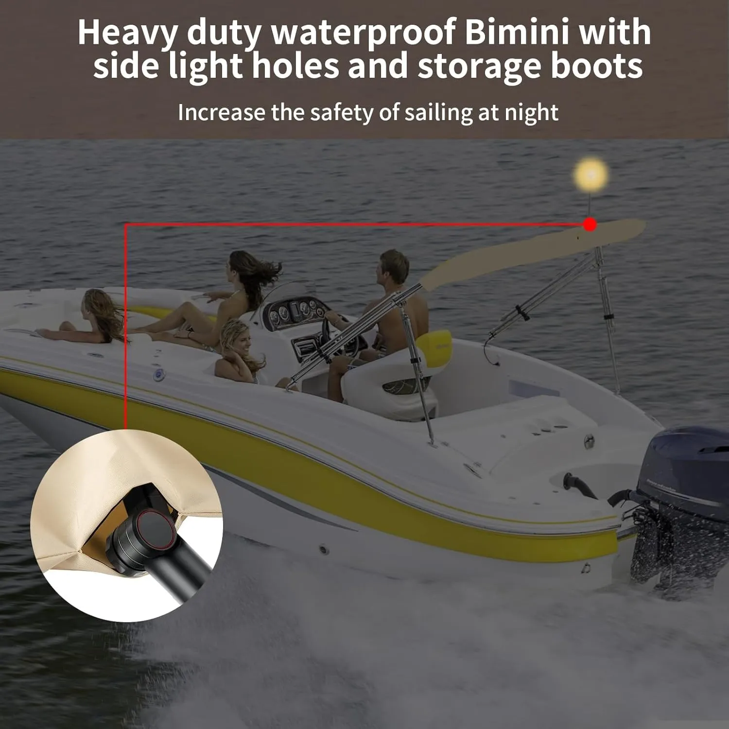 Bimini Top Storage Boot Cover, Waterproof UV Protection Bimini Top Replacement Boot, Fit Round and Square Tube