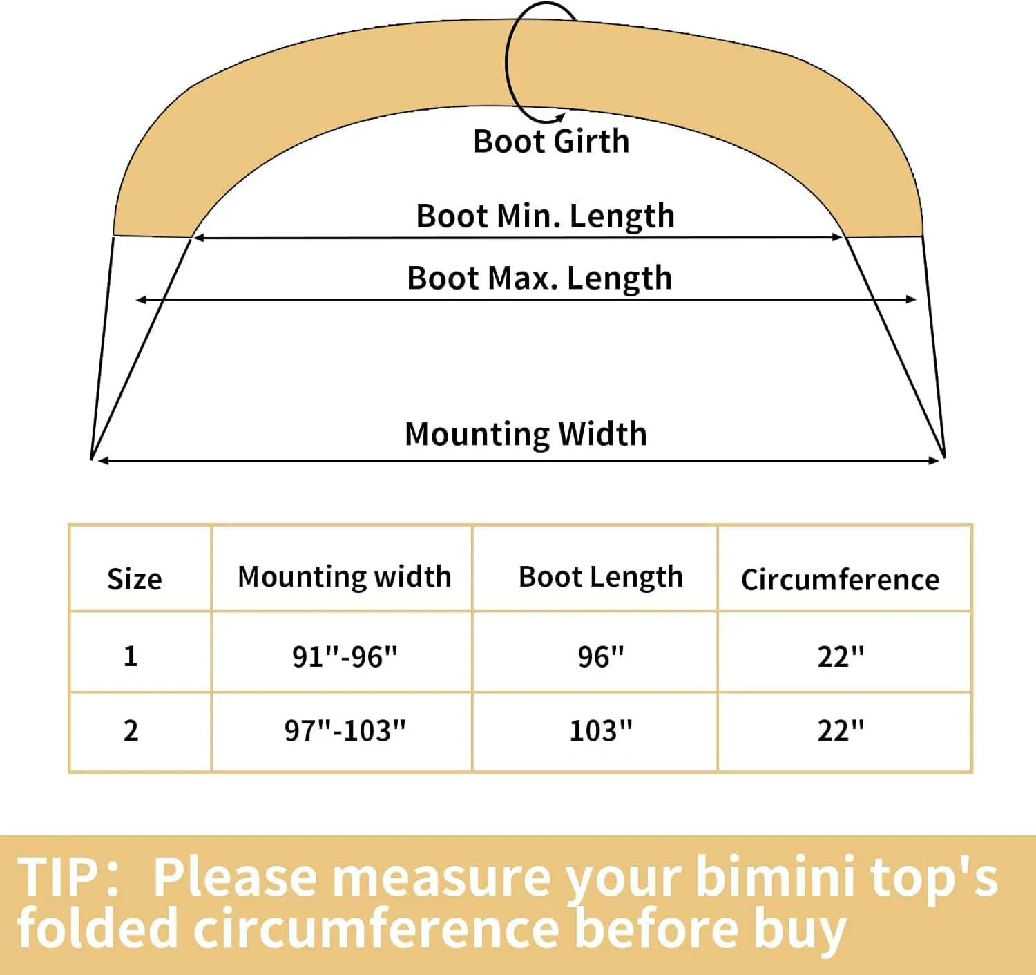 Bimini Top Storage Boot Cover, Waterproof UV Protection Bimini Top Replacement Boot, Fit Round and Square Tube
