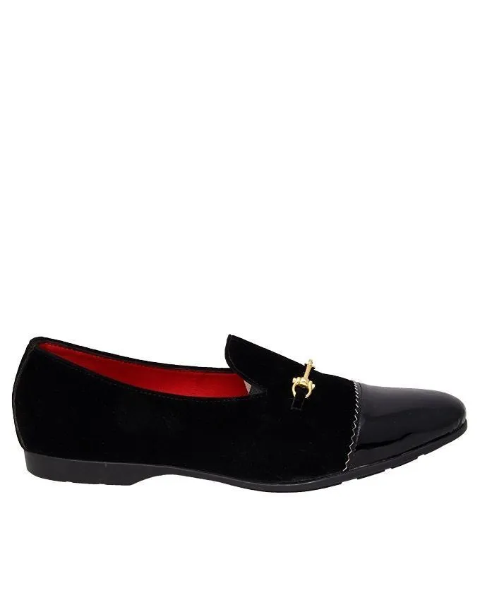 Black Suede with Patent Leather Fade loafer shoes