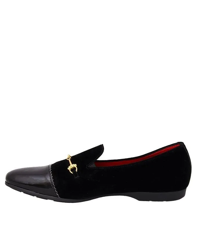 Black Suede with Patent Leather Fade loafer shoes