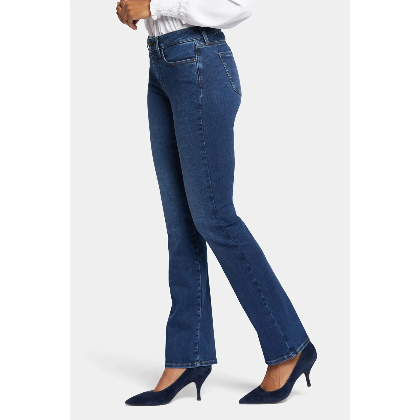 Blue Mid Rise Boot Cut Jeans