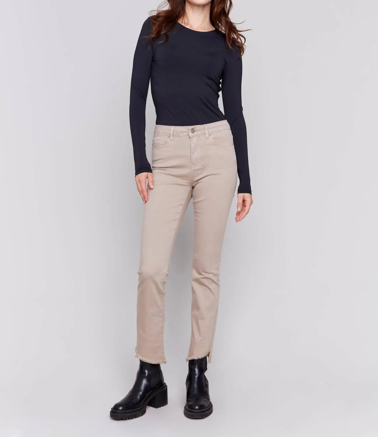 Boot Cut Twill Pants In Almond