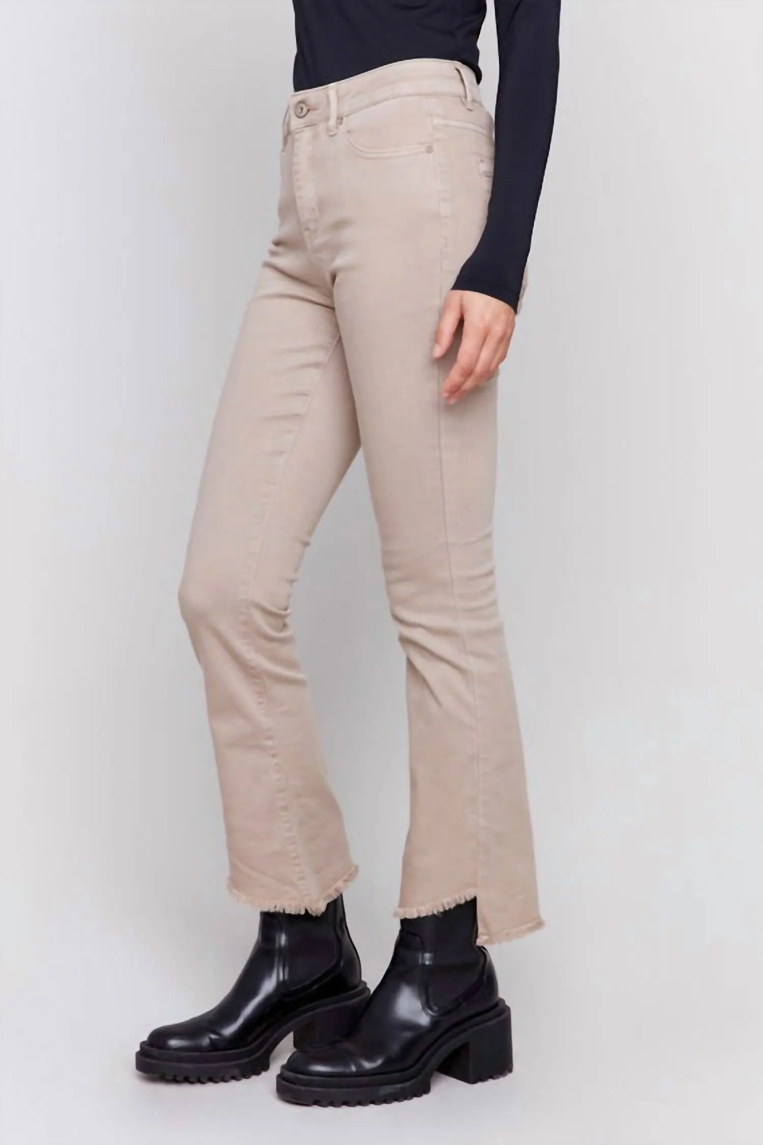 Boot Cut Twill Pants In Almond