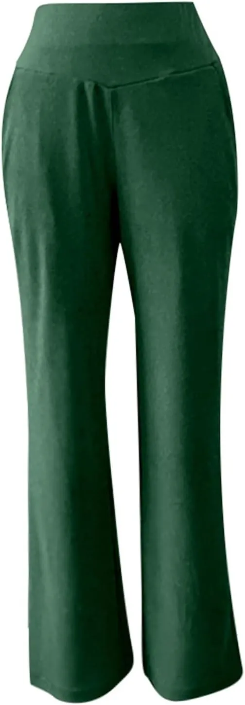Bootcut Yoga Pants for Women Elastic High Waisted Leggings Tummy Control Pull On Straight Leg Workout Flare Bell Bottoms