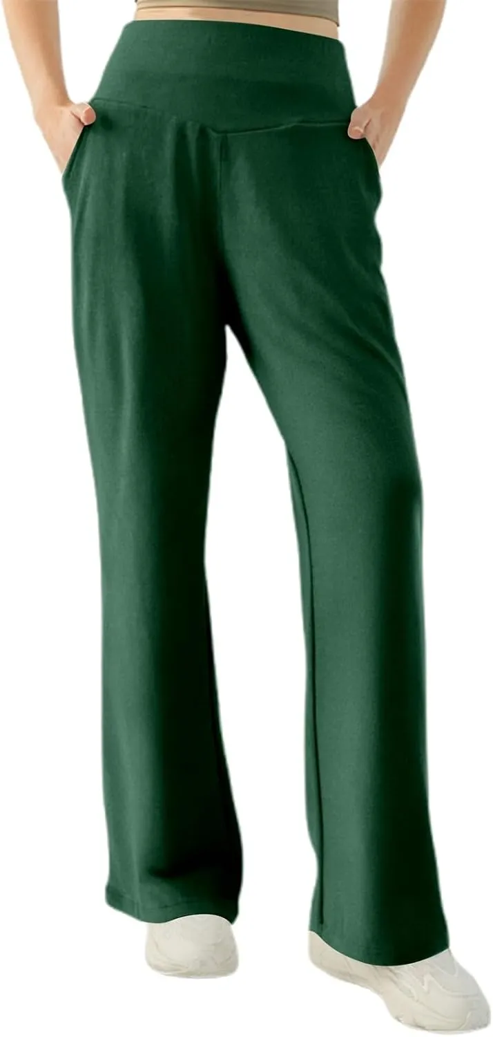 Bootcut Yoga Pants for Women Elastic High Waisted Leggings Tummy Control Pull On Straight Leg Workout Flare Bell Bottoms