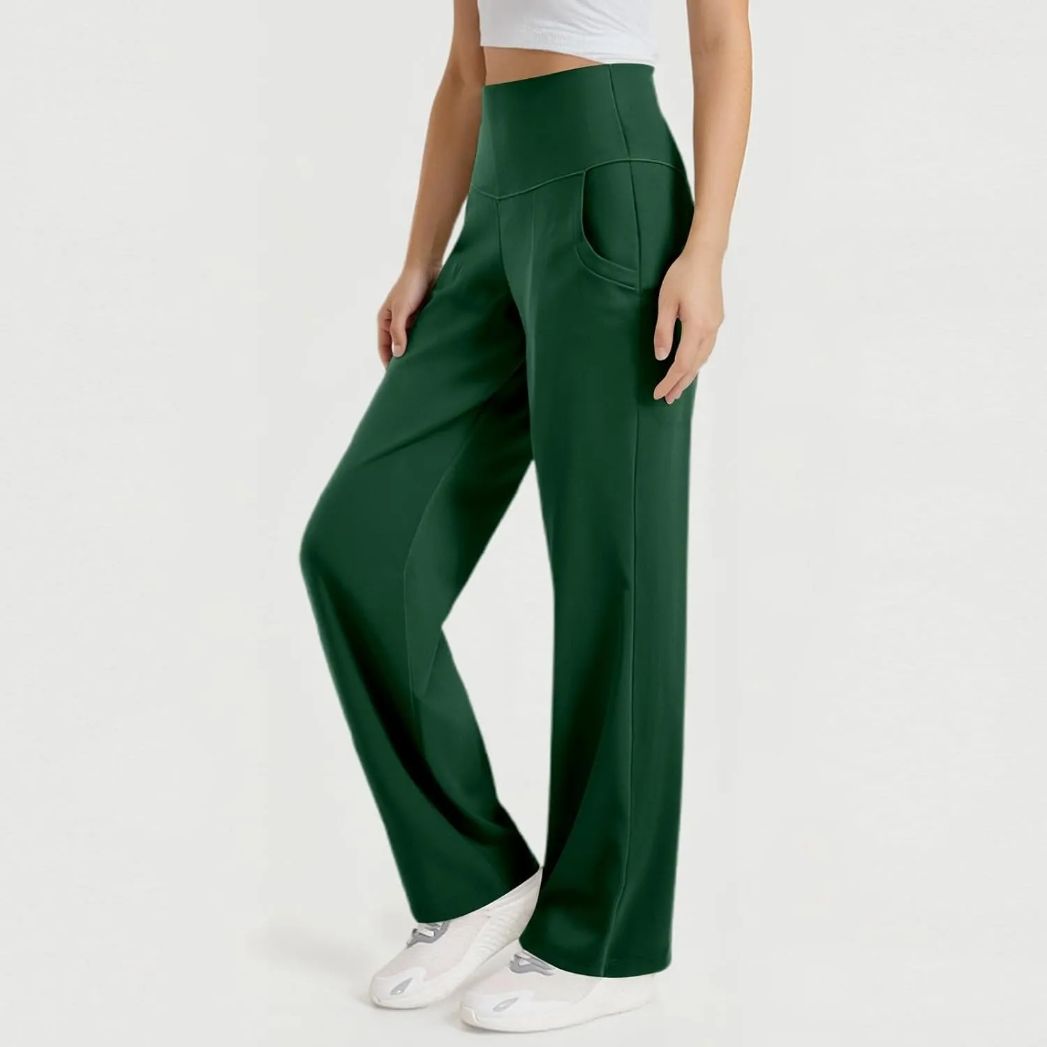 Bootcut Yoga Pants for Women Elastic High Waisted Leggings Tummy Control Pull On Straight Leg Workout Flare Bell Bottoms