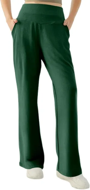 Bootcut Yoga Pants for Women Elastic High Waisted Leggings Tummy Control Pull On Straight Leg Workout Flare Bell Bottoms
