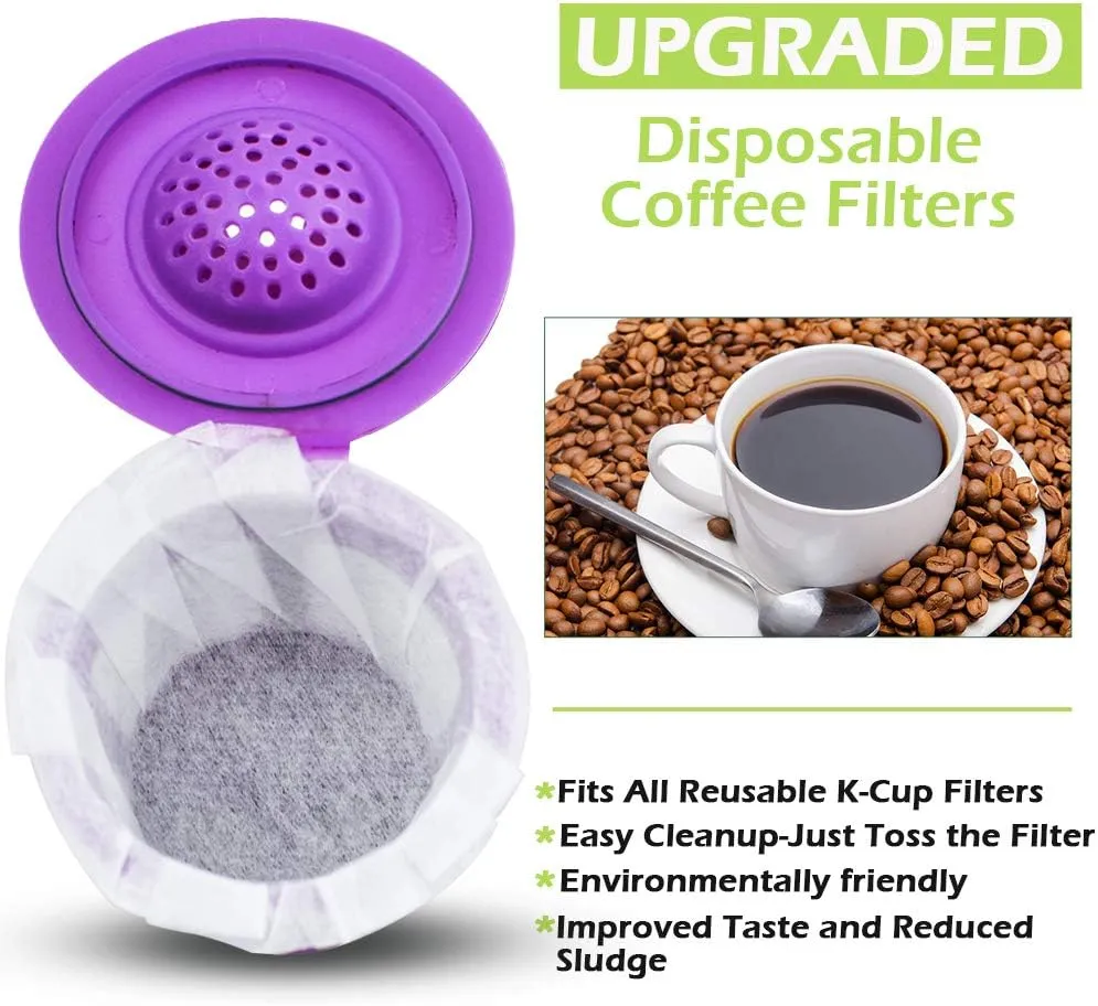 CAPMESSO Disposable Coffee Paper Filters Replacement Kerig Filter Compatible with Reusable Single Serve Pods Keurig Coffee Maker-300 Count (White)