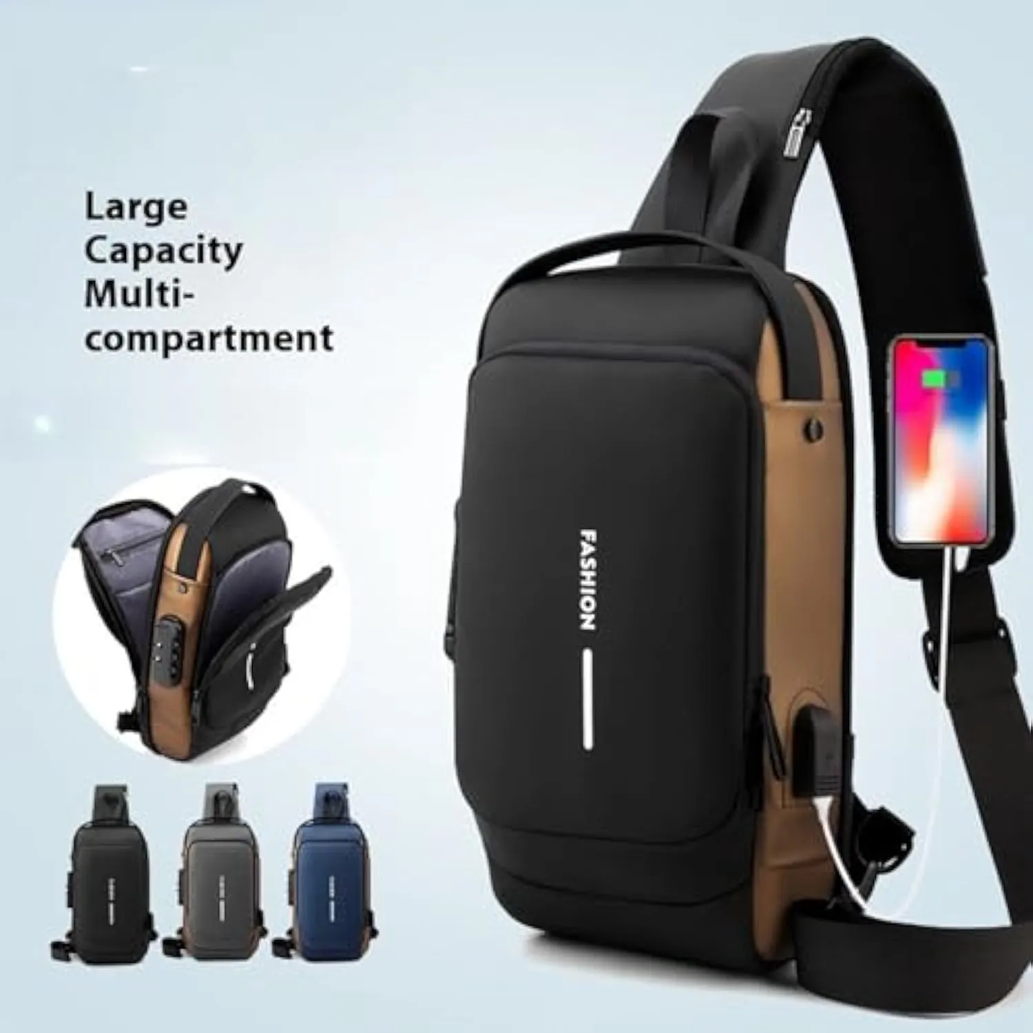 Carbon Fiber Streamline Anti-theft Sling Bag,Fashion New Carbon Fiber Streamline Anti-Theft Sling Bag