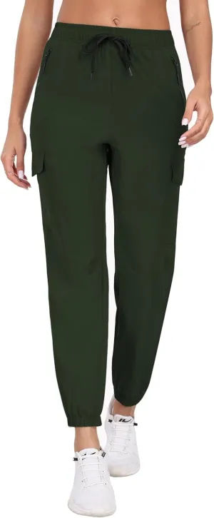Cargo Pants Women Water Resistant Joggers with Pockets Hiking Pants Lightweight Quick Dry Elastic Waist Pants HH2412