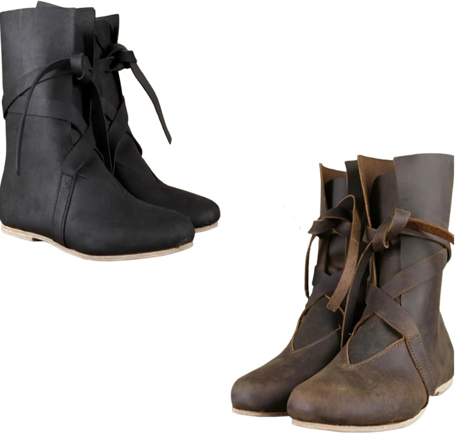 Caribbean Pirate Costume Boots Halloween Renaissance Medieval Leathe Boot Mid Calf Gothic Cosplay Boot Men Women Halloween