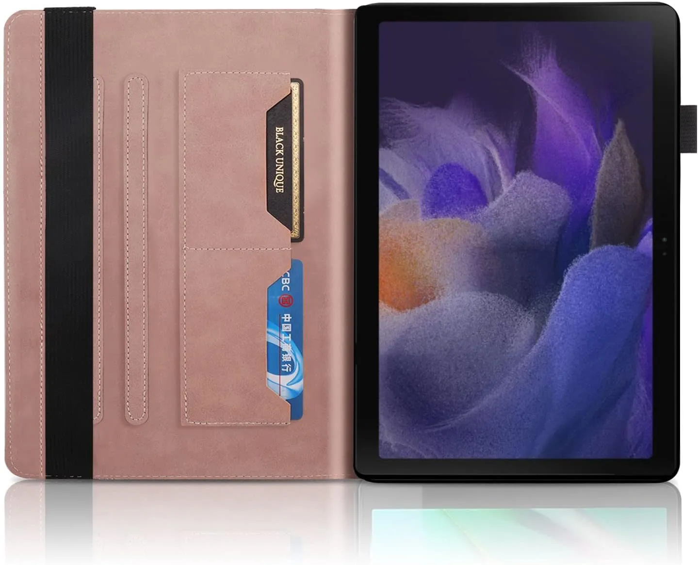 Case for Samsung Galaxy Tab A8 10.5'' 2022 Case SM-X200/X205 PU Leather Cover Lightweight Flip Stand Shell with Elastic Band & Card Holder for Galaxy Tab A8 10.5 inch Tablet,Rose Gold