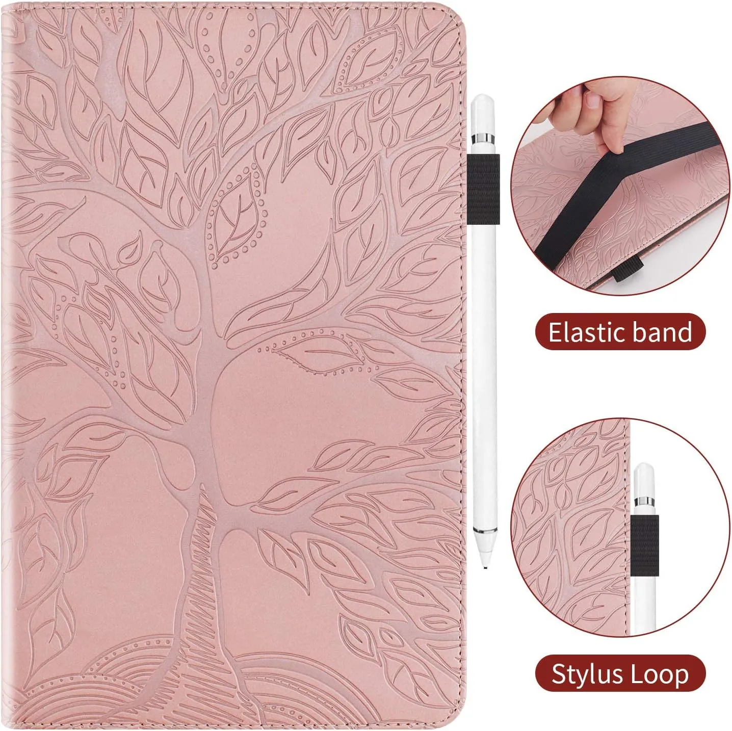 Case for Samsung Galaxy Tab A8 10.5'' 2022 Case SM-X200/X205 PU Leather Cover Lightweight Flip Stand Shell with Elastic Band & Card Holder for Galaxy Tab A8 10.5 inch Tablet,Rose Gold