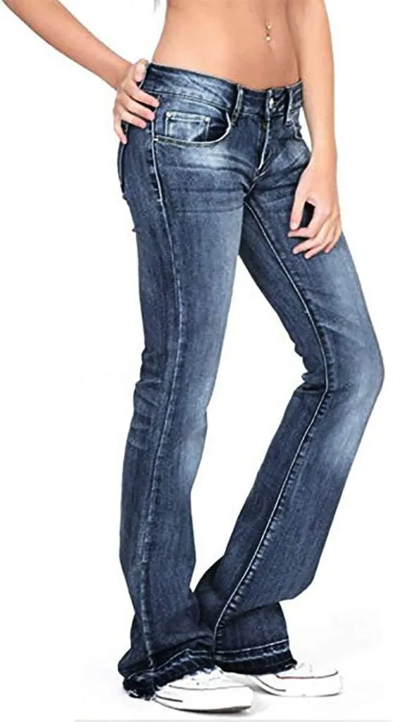 Cdiecer Bell Bottom Jeans for Women - Low Rise Flare, Butt Lifting, Mid 90s Bootcut, Plus Size Wide Leg Pant