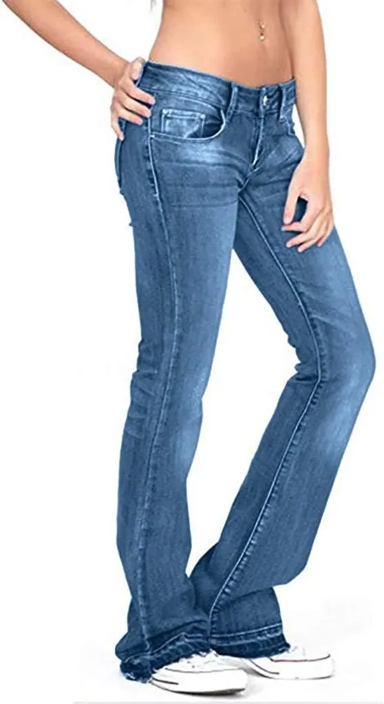 Cdiecer Bell Bottom Jeans for Women - Low Rise Flare, Butt Lifting, Mid 90s Bootcut, Plus Size Wide Leg Pant