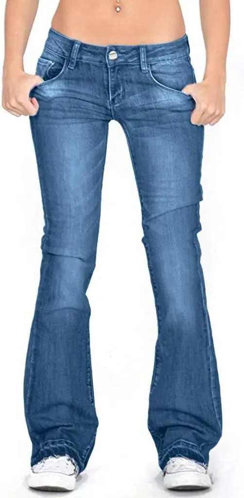 Cdiecer Bell Bottom Jeans for Women - Low Rise Flare, Butt Lifting, Mid 90s Bootcut, Plus Size Wide Leg Pant