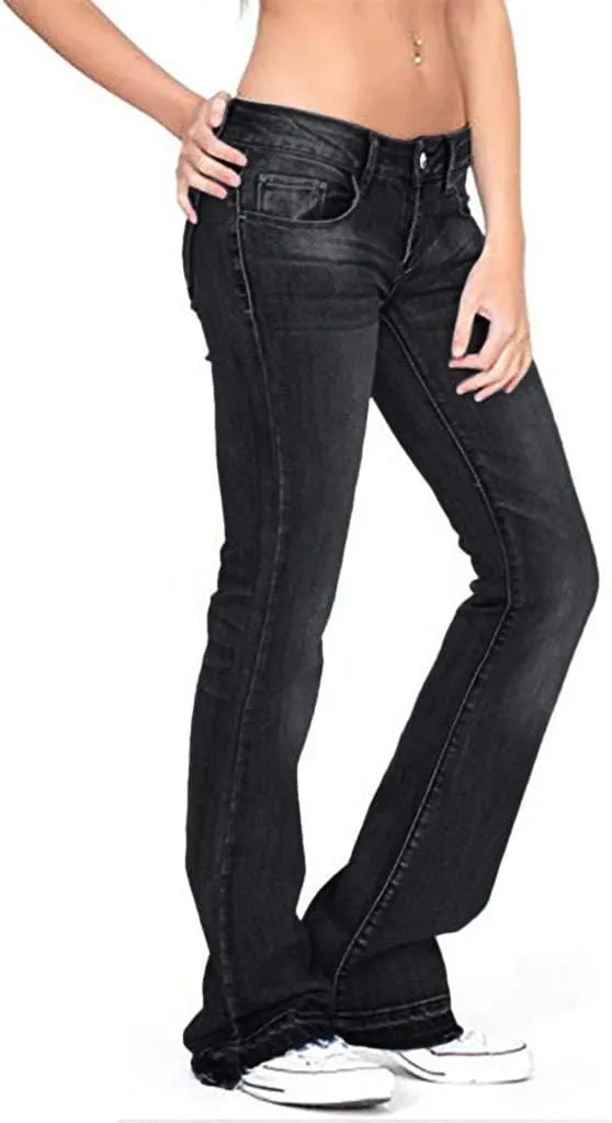 Cdiecer Bell Bottom Jeans for Women - Low Rise Flare, Butt Lifting, Mid 90s Bootcut, Plus Size Wide Leg Pant