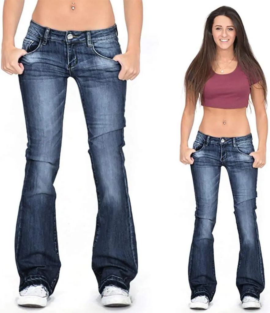 Cdiecer Bell Bottom Jeans for Women - Low Rise Flare, Butt Lifting, Mid 90s Bootcut, Plus Size Wide Leg Pant