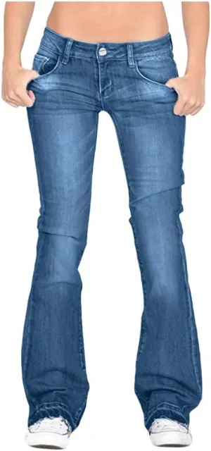 Cdiecer Bell Bottom Jeans for Women - Low Rise Flare, Butt Lifting, Mid 90s Bootcut, Plus Size Wide Leg Pant