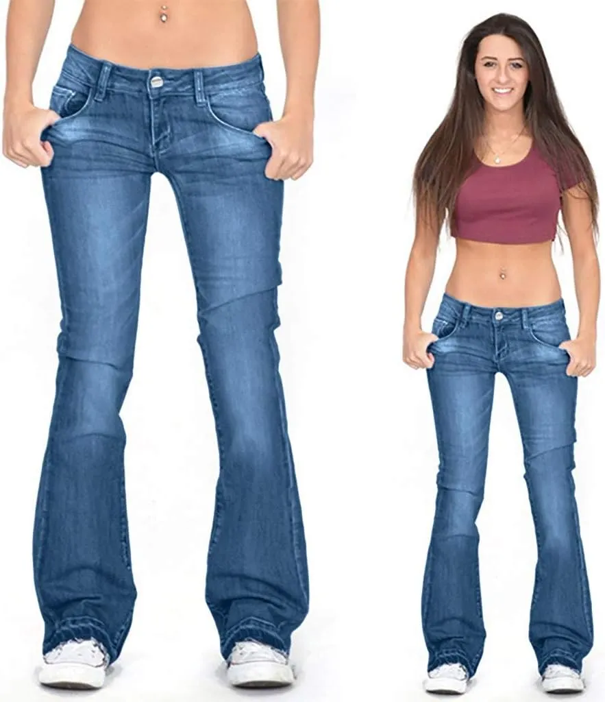Cdiecer Bell Bottom Jeans for Women - Low Rise Flare, Butt Lifting, Mid 90s Bootcut, Plus Size Wide Leg Pant