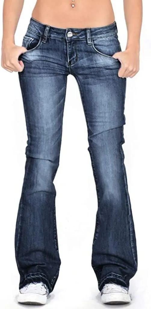 Cdiecer Bell Bottom Jeans for Women - Low Rise Flare, Butt Lifting, Mid 90s Bootcut, Plus Size Wide Leg Pant
