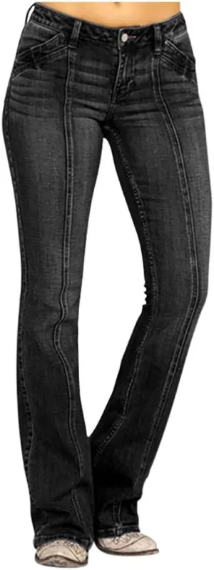Cdiecer Bell Bottom Jeans for Women - Low Rise Flare, Butt Lifting, Mid 90s Bootcut, Plus Size Wide Leg Pant