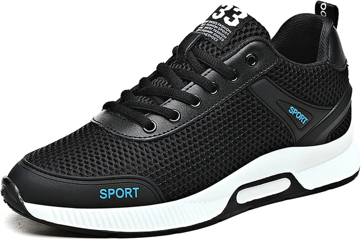 CERYTHRINA Men's Invisible Height Increasing Elevator Shoes 2.36 Inches Taller Lace-up Leather Lightweight Hip Hop Fashion Sneakers